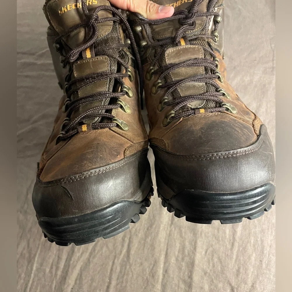 Skechers Men's Relment Traven Waterproof Leather High Top Hiking Boots Brown 13